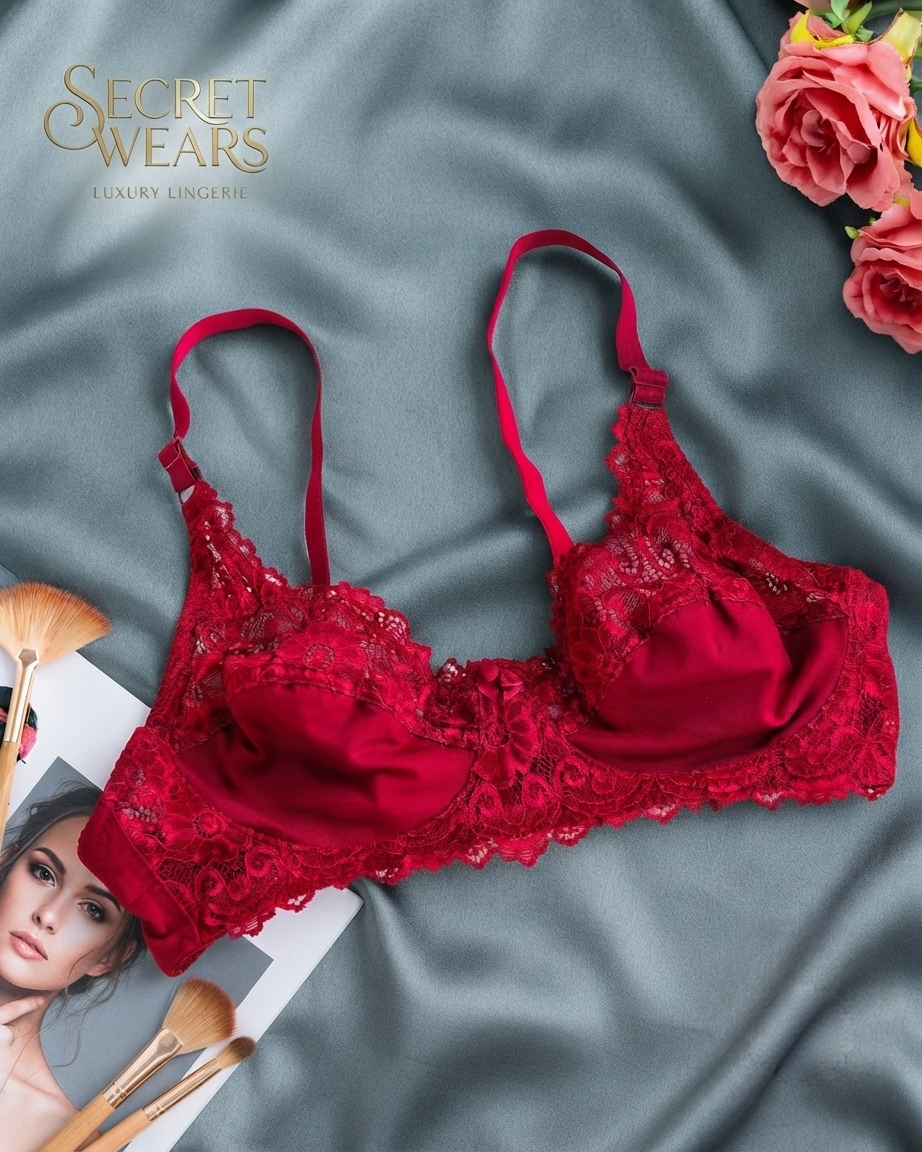 (32-42)Summer Friendly Elegant Cotton Net Elegant Bra half cup (024)