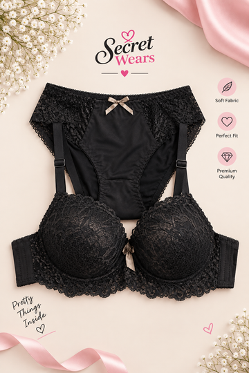 Secret Wears Luxury Lace Bra & Panty Set.