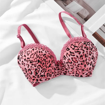 (36-42)C Leopard Print Thin Pad C Cupsize Wired Bra (145)*