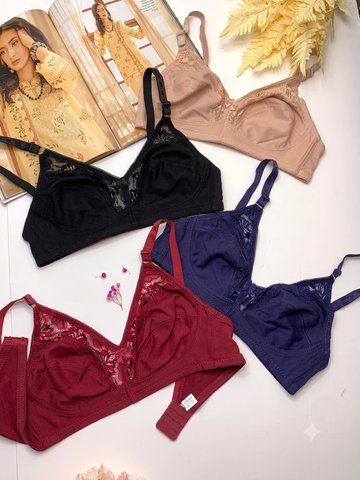 (32-42)b/c Soft Cotton Half Cup Lace Daily Wear Bra(R6-A)