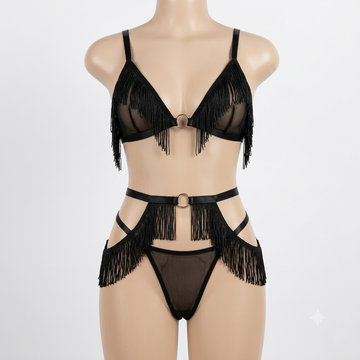 (38-42)Women 3-Piece Fringe Tassel Garter Set