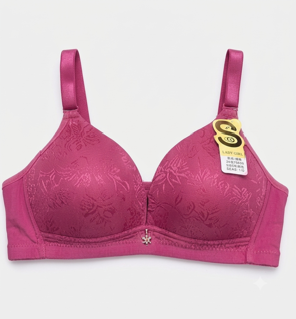 Premium Floral Seamless T-Shirt Bra – Full Coverage & Soft Padded