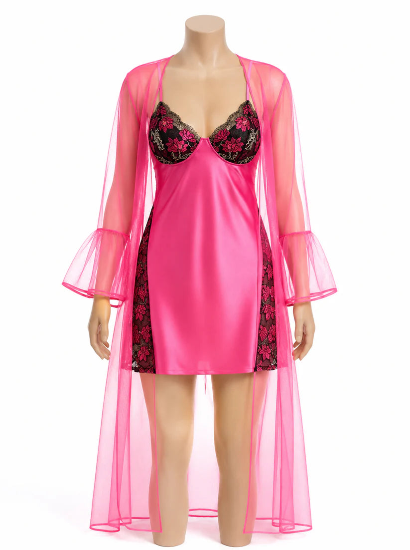 Midnight Bloom Robe & Chemise Set 8437